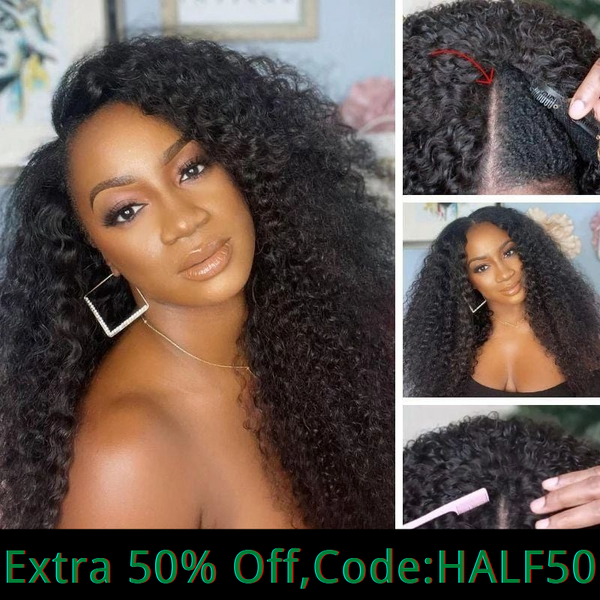 Extra 50% Off Code HALF50  | Klaiyi Water Wave Glueless V Part Wigs No Leave Out