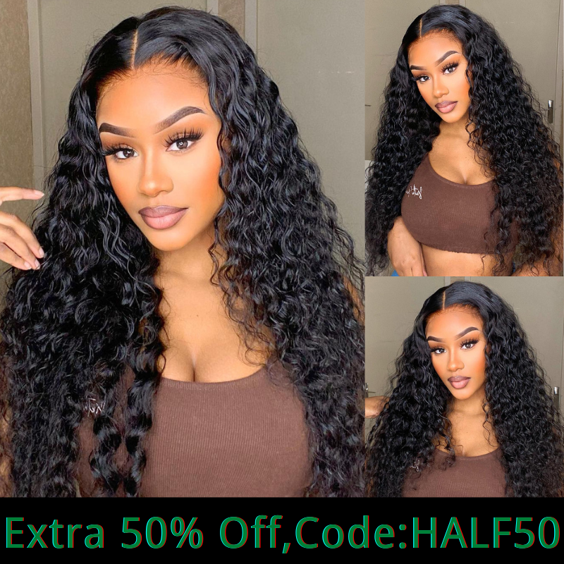 Extra 50% Off Code HALF50  | Klaiyi Jerry Curly Transparent Lace Front Wig Virgin Human Hair for Women