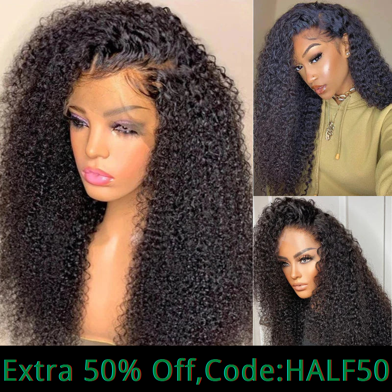 Extra 50% Off Code HALF50 | Klaiyi 4c Kinky Curly 13x4 Lace Front Virgin Human Hair