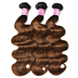 Klaiyi Brown Balayage #1b/30 Highlight Color Body Wave Human Virgin Hair Bundles Deal Flash Sale