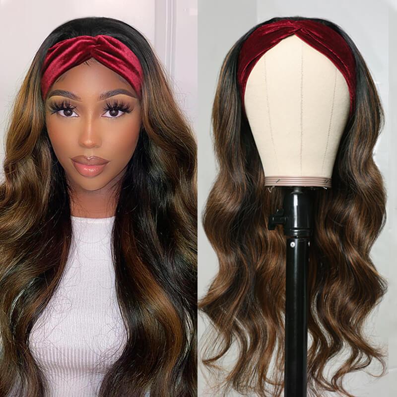 Flash Sale: #1B/30 Balayage Blonde Body Wave Headband Wigs, Price Low To $72.99