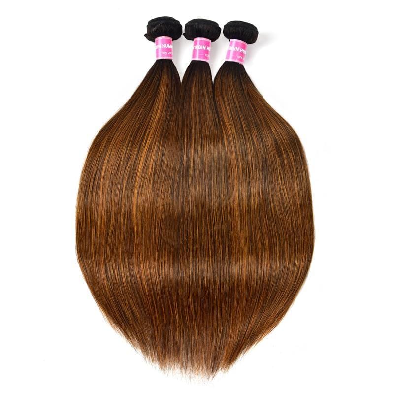 Klaiyi Ombre Dark Roots Balayage Color Silk Straight Human Hair Weaves Bundles Deal
