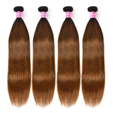 Klaiyi Ombre Dark Roots Balayage Color Silk Straight Human Hair Weaves Bundles Deal