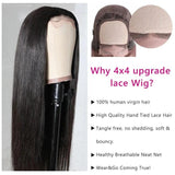 Klaiyi Fake Scalp Wig Straight Human Hair Lace Part Wig Preplucked Natural Hairline 150% Density