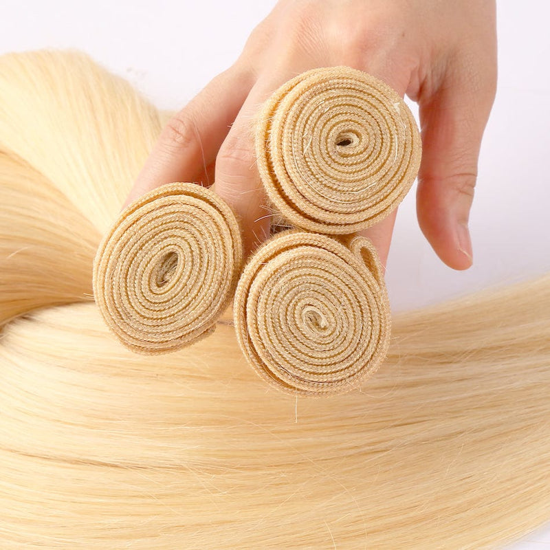 Klaiyi Honey Blonde Straight Hair Weave Bundles Color 613 Blonde Virgin Human Hair Weaving
