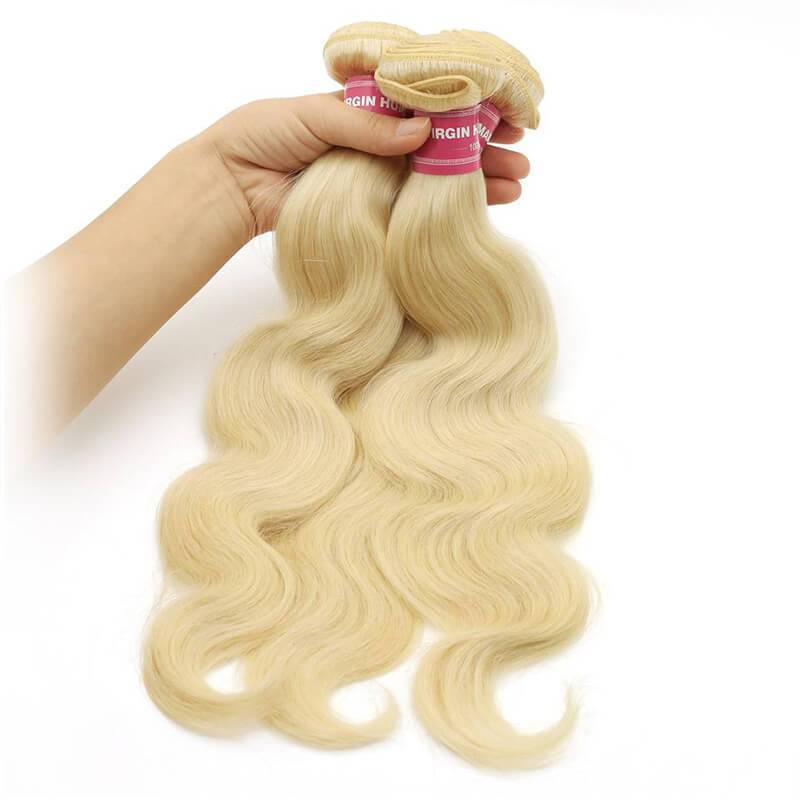 Brazilian Body Wave Blonde Hair Weaves 613 Color 3 Bundles/4 Bundles A Pack,  100% Human Hair Weave-Klaiyi Hair