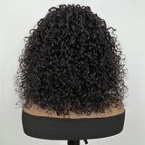 Klaiyi Glueless Short Bob Wig Tousled Bouncy Curly With Bangs Machine Made Wig Virgin Human Hair