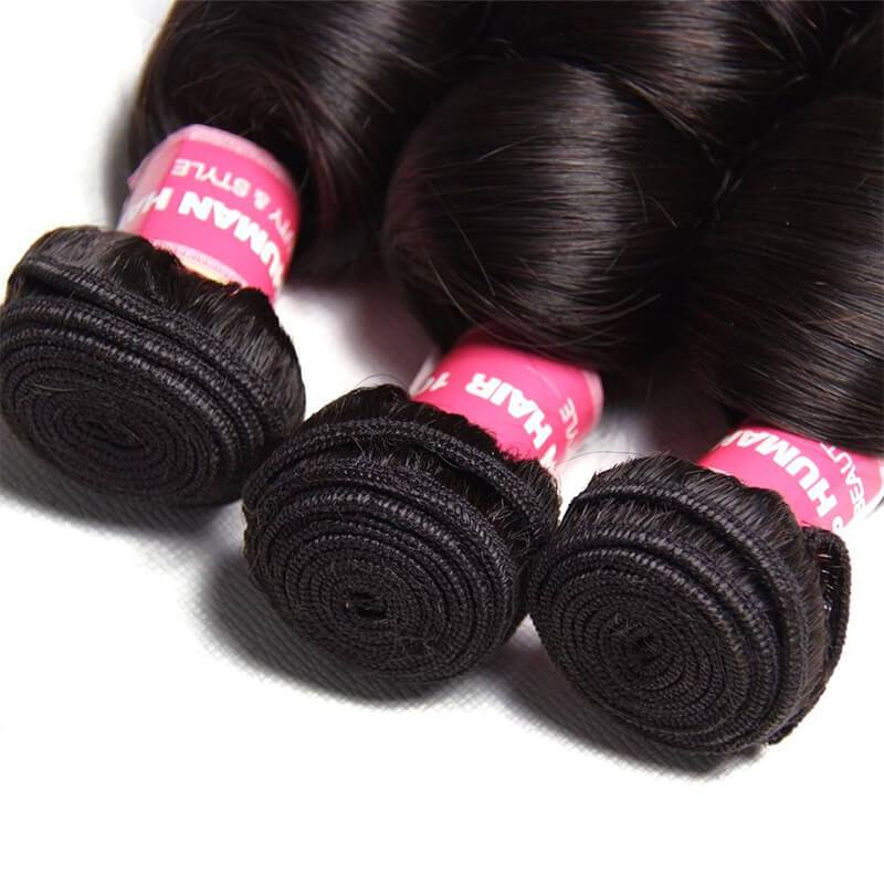 Indian Loose Wave  3 Bundles with 13*4 Ear to Ear Lace Frontal Closure-Klaiyi Hair