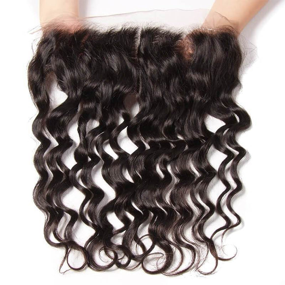 Klaiyi Indian Natural Wave 3 Bundles with 1 Piece Lace Frontal Closure