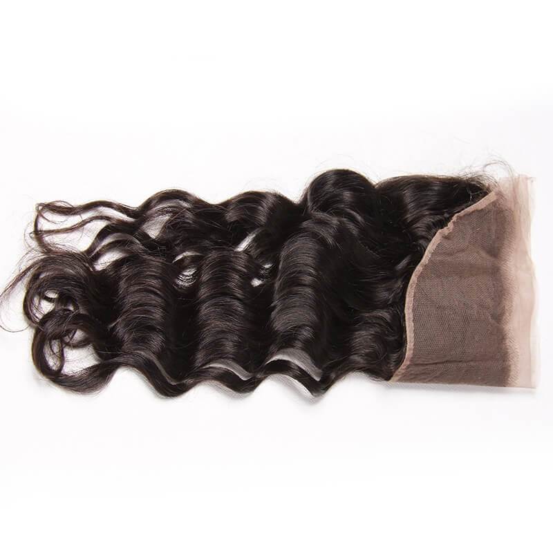 Klaiy Indian Natural Wave 4 Bundles with 13*4 Ear to Ear Lace Frontal Closure Deals