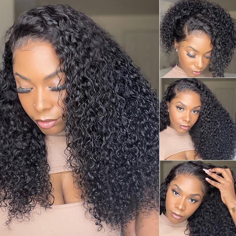 Buy 1 Get 1 60% OFF,Code:OFF60 | Klaiyi Best 13x4 Transparent Lace Frontal Wigs Jerry Curly Human Hair Wigs