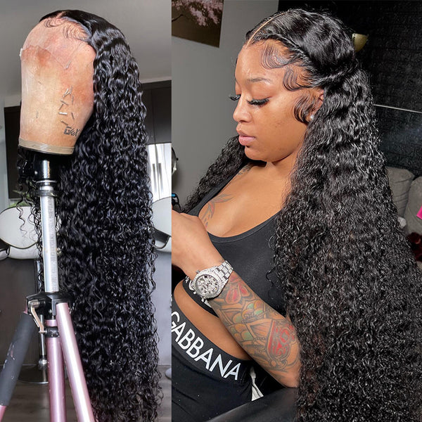 Klaiyi Hair Curly Lace Frontal Wigs 13x4 Human Hair Wigs with Baby Hair Pre Plucked Natural Hairline7x5 Bye Bye Knots Wig