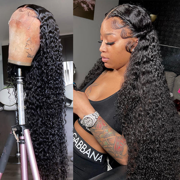 Klaiyi Hair Curly Lace Frontal Wigs 13x4 Human Hair Wigs with Baby Hair Pre Plucked Natural Hairline