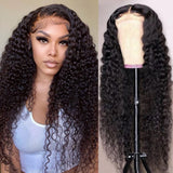 Klaiyi 5x5 HD Invisible Lace Closure Glueless Wigs Jerry Curly Human Hair Wigs PrePlucked 180% Density