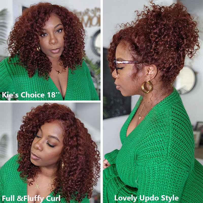 Klaiyi Reddish Brown Color 13x4 Lace Frontal Wig Jerry Curl Human Hair Kie Recommend