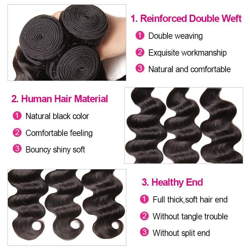 Klaiyi Remy Hair Brazilian Body Wave Virgin Human Hair Weaving 3 Bundles/Pack Youth Series