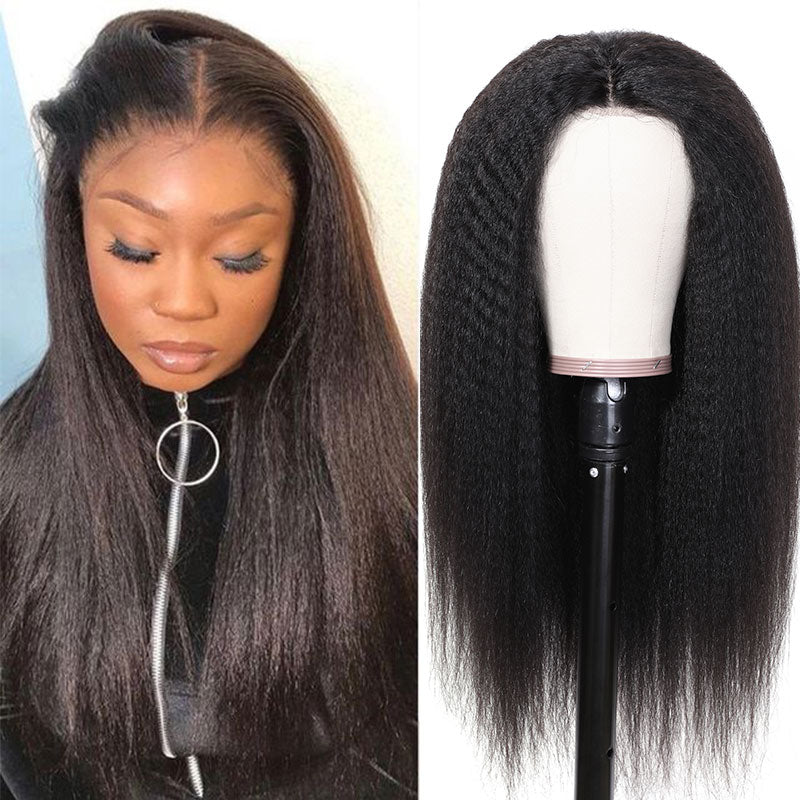 Klaiyi  Wear & Go Pre-Cut Lace Wig Kinky Straight Wig with Breathable Cap Beginner Wig Flash Sale