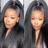 Klaiyi Put On And Go Pre-Cut Lace Wig Kinky Straight Wig with Breathable Cap Beginner Wig Flash Sale