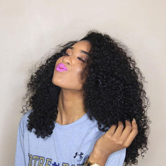 Tissage de cheveux frisés crépus Klaiyi Hair, 3 paquets avec fermeture en dentelle 4x4, 100% cheveux humains