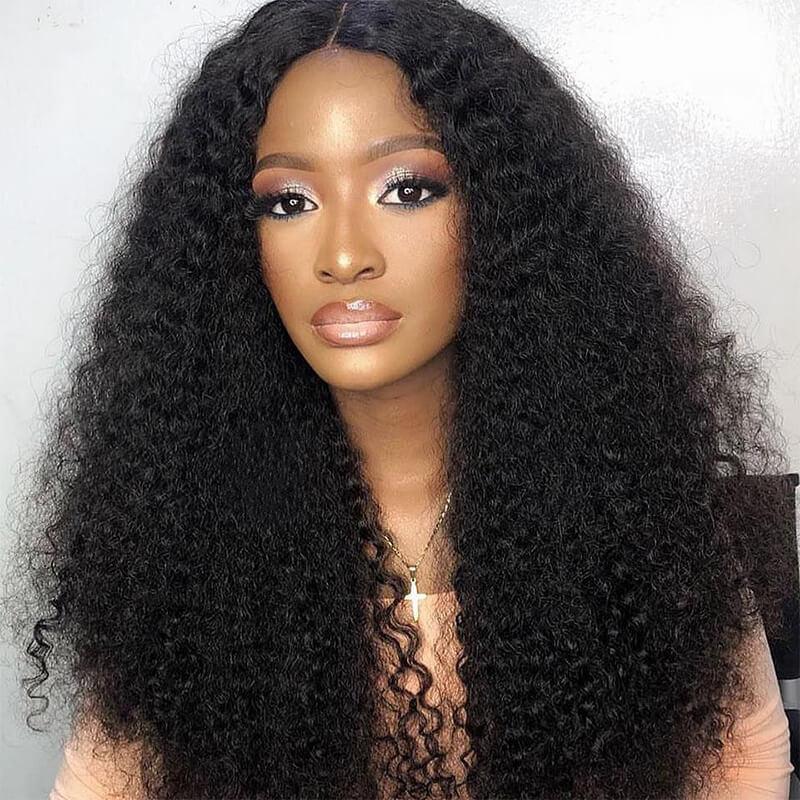 Klaiyi Malaysian 100% Human Hair Kinky Curly Hair 3 Bundles with 4*4 Lace Closure Human Hair Weave