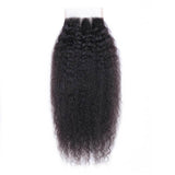 Klaiyi Hair Virgin Human Hair Peruvian Kinky Straight Hair 3 Bundles with 4*4 Lace Closure