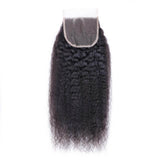 Klaiyi Hair Virgin Human Hair Peruvian Kinky Straight Hair 3 Bundles with 4*4 Lace Closure