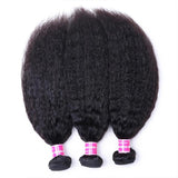 Klaiyi Hair Brazilian Kinky Straight Hair 3 Bundles with Lace Frontal Closure Brazilian Human Hair Bundles