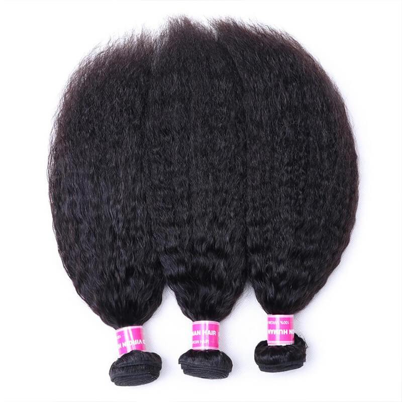 Klaiyi 3 Bundles Kinky Straight Human Hair Weft Deals on Sale 100% Human Bundles Flash Sale