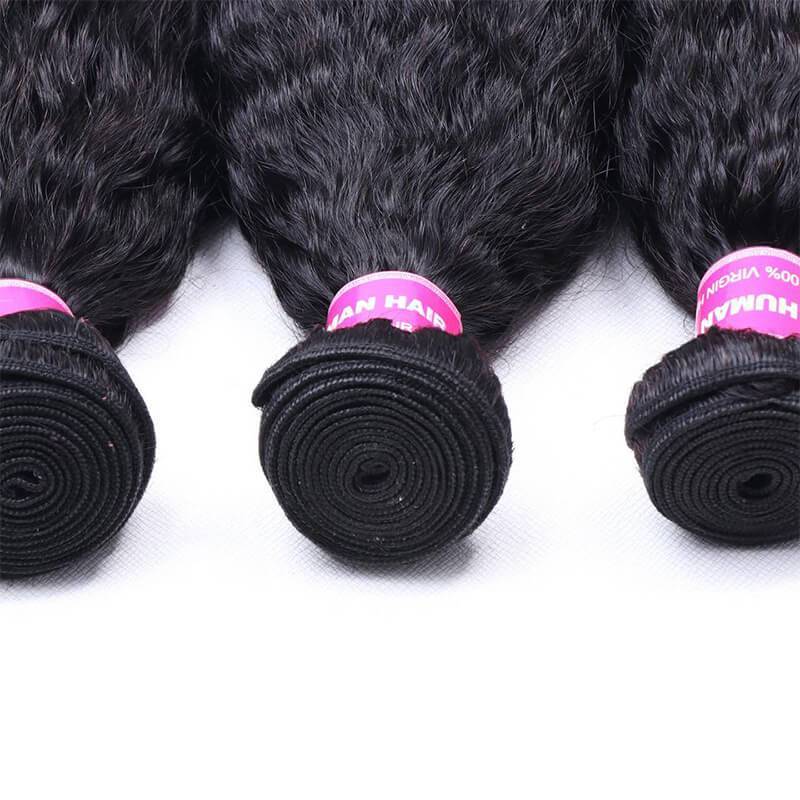 Klaiyi 3 Bundles Kinky Straight Human Hair Weft Deals on Sale 100% Human Bundles Flash Sale