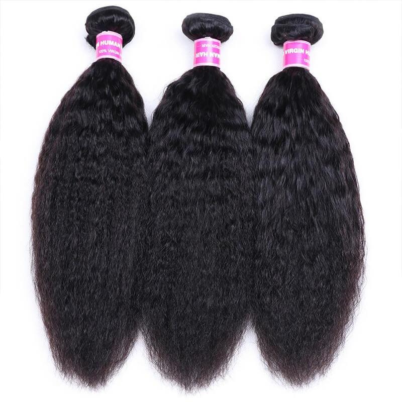 Klaiyi 3 Bundles Kinky Straight Human Hair Weft Deals on Sale 100% Human Bundles Flash Sale