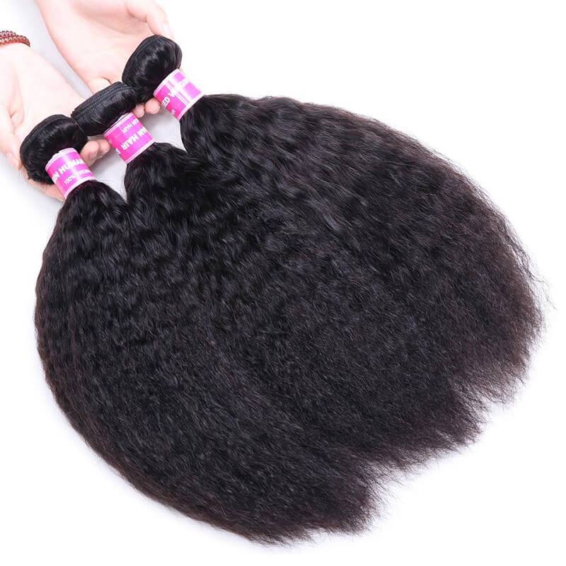 Klaiyi 3 Bundles Kinky Straight Human Hair Weft Deals on Sale 100% Human Bundles Flash Sale