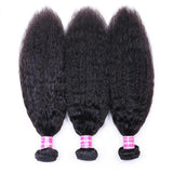 Klaiyi Hair Virgin Human Hair Peruvian Kinky Straight Hair 3 Bundles with 4*4 Lace Closure