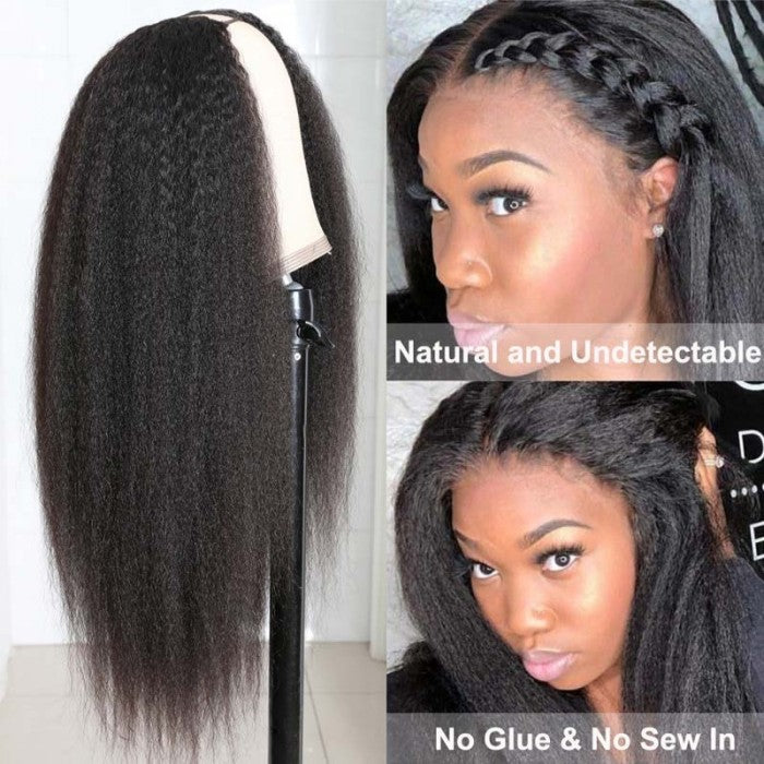 Kinky Straight V Part Wigs Klaiyi Human Hair Wigs for Women Natural Looking Flash Sale