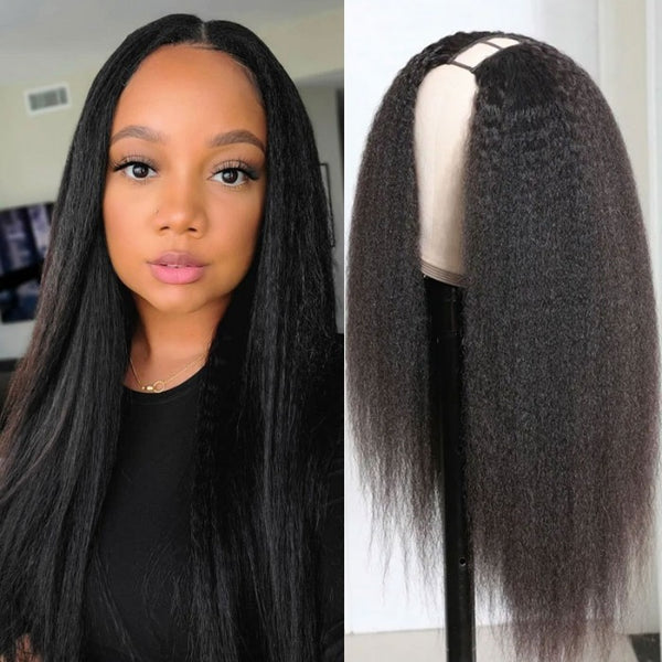 Kinky Straight V Part Wigs Klaiyi Human Hair Wigs for Women Natural Looking Flash Sale