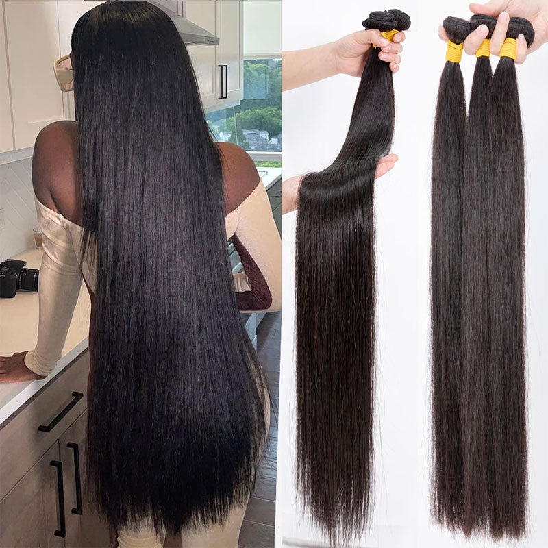Klaiyi 2 or 3 Bundles Brazilian Straight Virgin Human Hair 100% Unprocessed Virgin Human Hair Extension Flash Sale