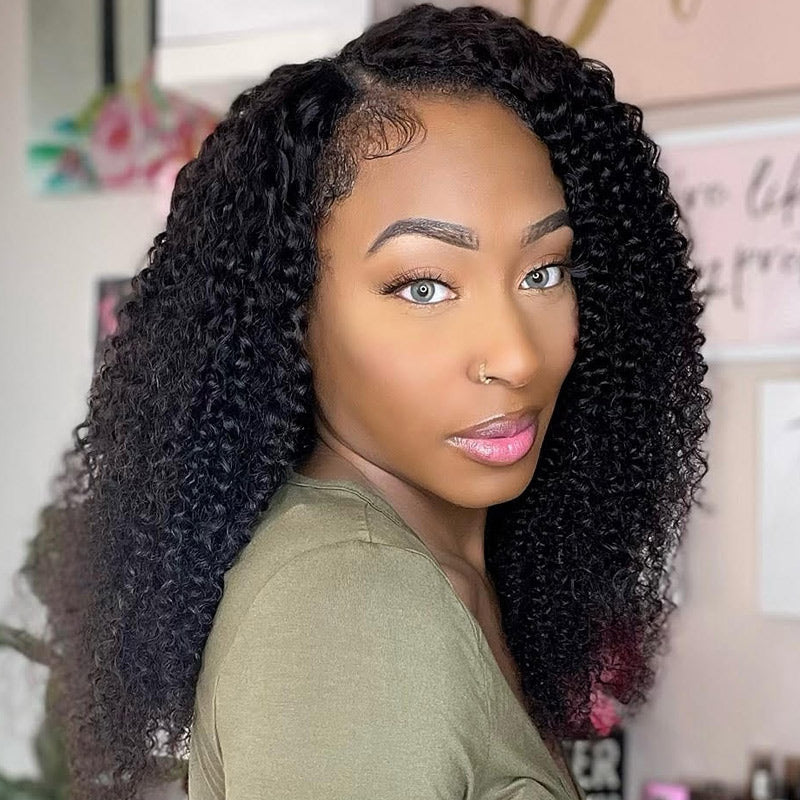 Clearance | 4c Kinky Curly V Part Wigs Meets Real Scalp No Leave Out Flash Sale