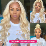 Klaiyi 180% Density 613 Blonde Transparent Lace Frontal Wig Pre Plucked Body Wave Flash Sale