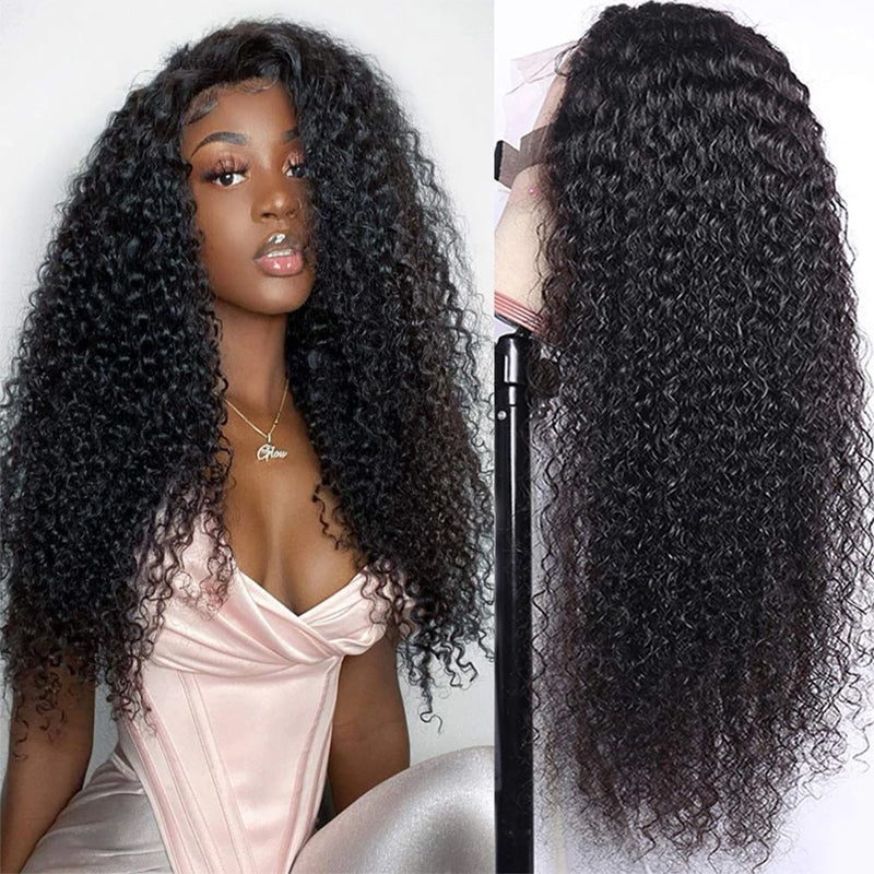 Klaiyi Curly Glueless Wigs 5x5 HD Transpaent Lace Closure Virgin Human Hair