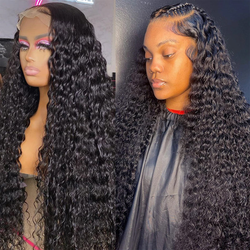 Klaiyi Curly Glueless Wigs 5x5 HD Transpaent Lace Closure Virgin Human Hair