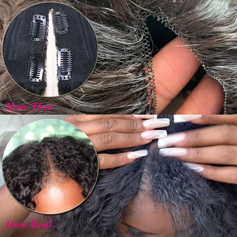 180% Density=$89| Jerry Curly V Part Wigs Klaiyi Human Hair No Leave Out Upart Wigs Meet Real Scalp Flash Sale