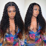 Klaiyi Deep Curly Lace Frontal Wig Human Hair for Women Pre Plucked with Baby Hair
