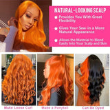 Klaiyi Ginger Orange Colored Body Wave Wigs Cinnamon Hot Color Wigs
