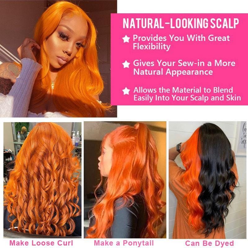Free Fast Shipping | Ginger Orange Colored Body Wave Wigs Cinnamon Hot Color Wigs Pre Plucked With Baby Hair