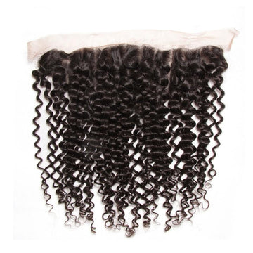 Indian Curly Hair 3 Bundles with Lace Frontal Closure Ear to Ear 13*4 Closure -Klaiyi Hair