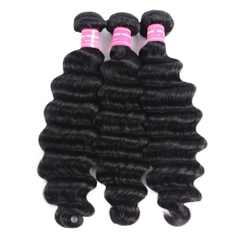 Klaiyi 3 Bundles Lot Peruvian Loose Deep Wave On Sale