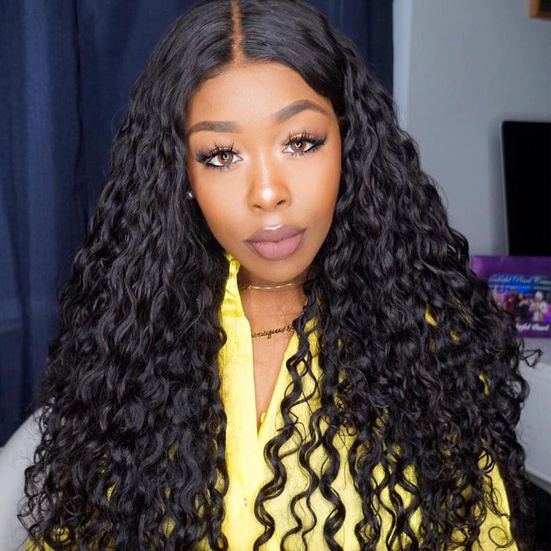 Klaiyi Indian Loose Deep Wave 3 Bundles with 4*4 Lace Closure On Deals