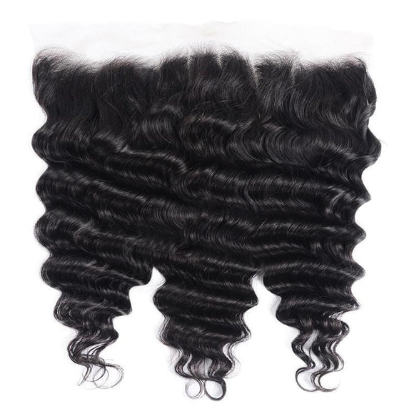 Klaiyi Loose Deep Wave Malaysian Virgin Hair 3 Bundles with 13*4 Ear to Ear Lace Closure