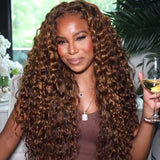 Klaiyi Special Offer Highlight Piano Color Lace Front Wig Brown Human Hair Flash Sale