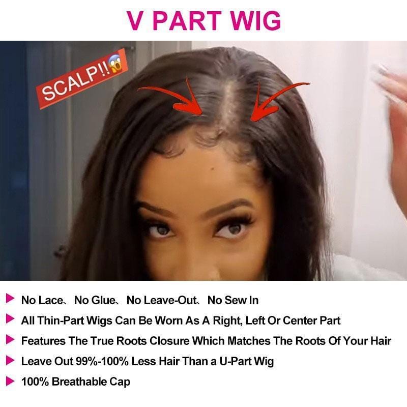 Klaiyi Body Wave V Part Wigs No Leave Out Natural Scalp Protective I Part Wigs Beginner Friendly