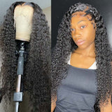 Klaiyi 13x4 HD Transparent Lace Front Wigs Jerry Curly Glueless Lace Wigs 180% Density